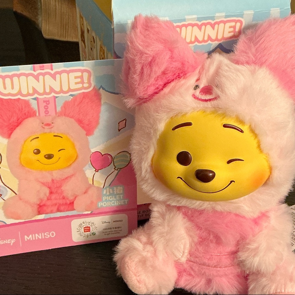 Disney Piglet Pink and Yellow Winnie the Pooh Plush - Picture 2 of 5